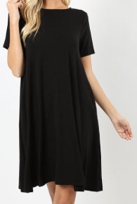 Plus short sleeve flared dress