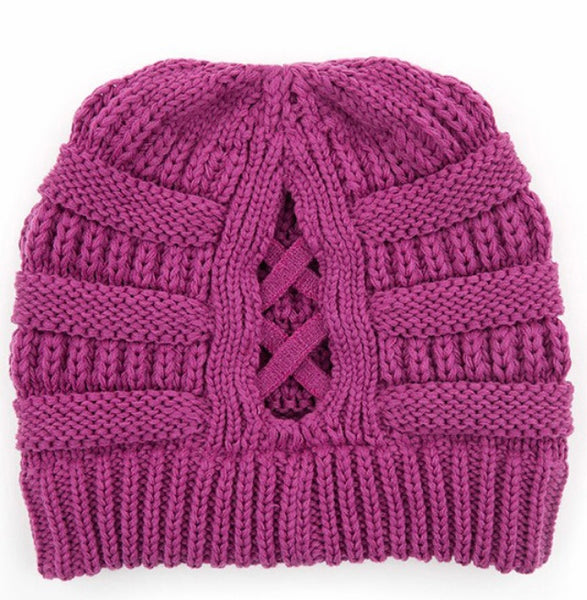 C.C. Criss cross ponytail beanie