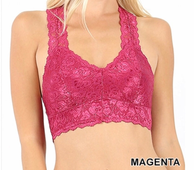 The Jolie Lace Bralette in Magenta – Incandescent