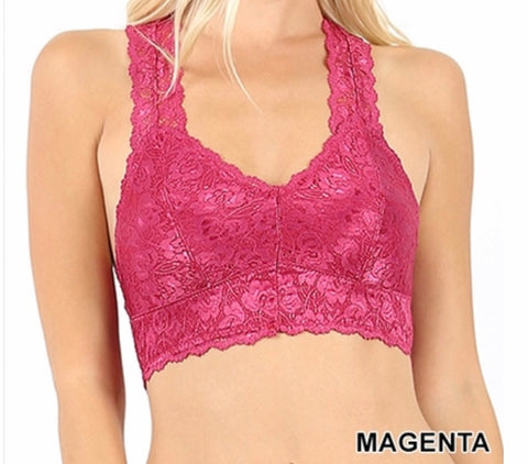 Lace bralette magenta