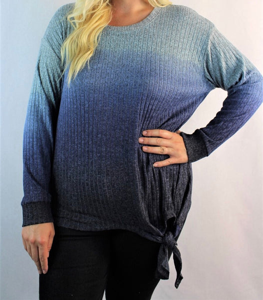 Plus blue ombré ribbed top