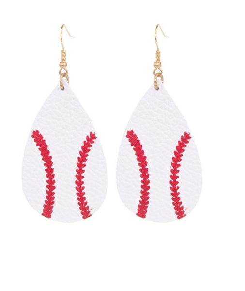 Earrings leather baseball