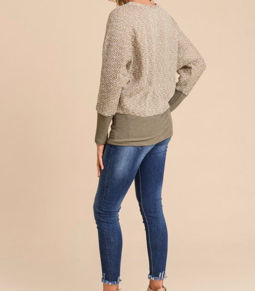 Khaki/moss knit top