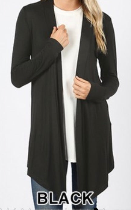 Drapery open front cardigan black