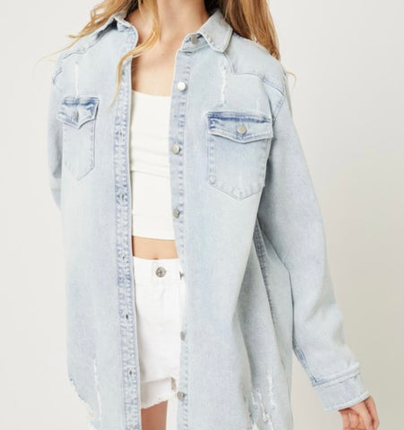 Light blue denim Shacket