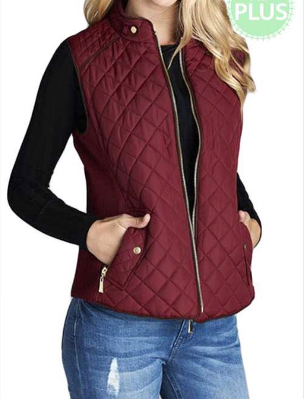 Plus quilted vest burgundy