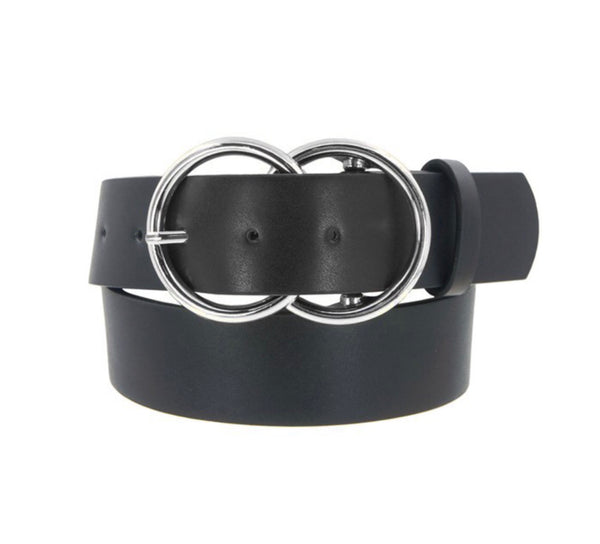 Belt faux leather double O ring loop