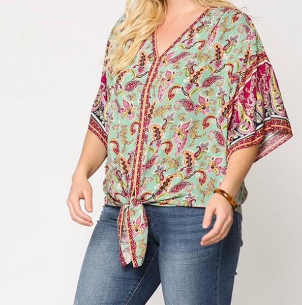 Plus size Mint paisley print top