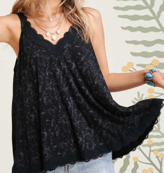 Lace trimmed tank