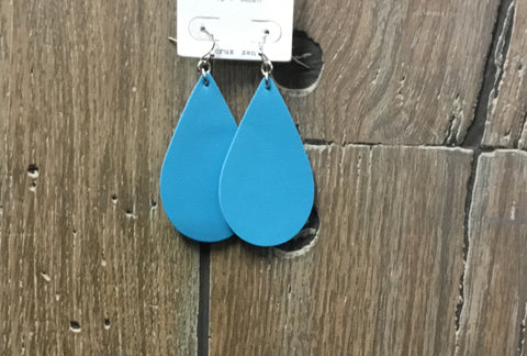 Earrings turquoise leather teardrop