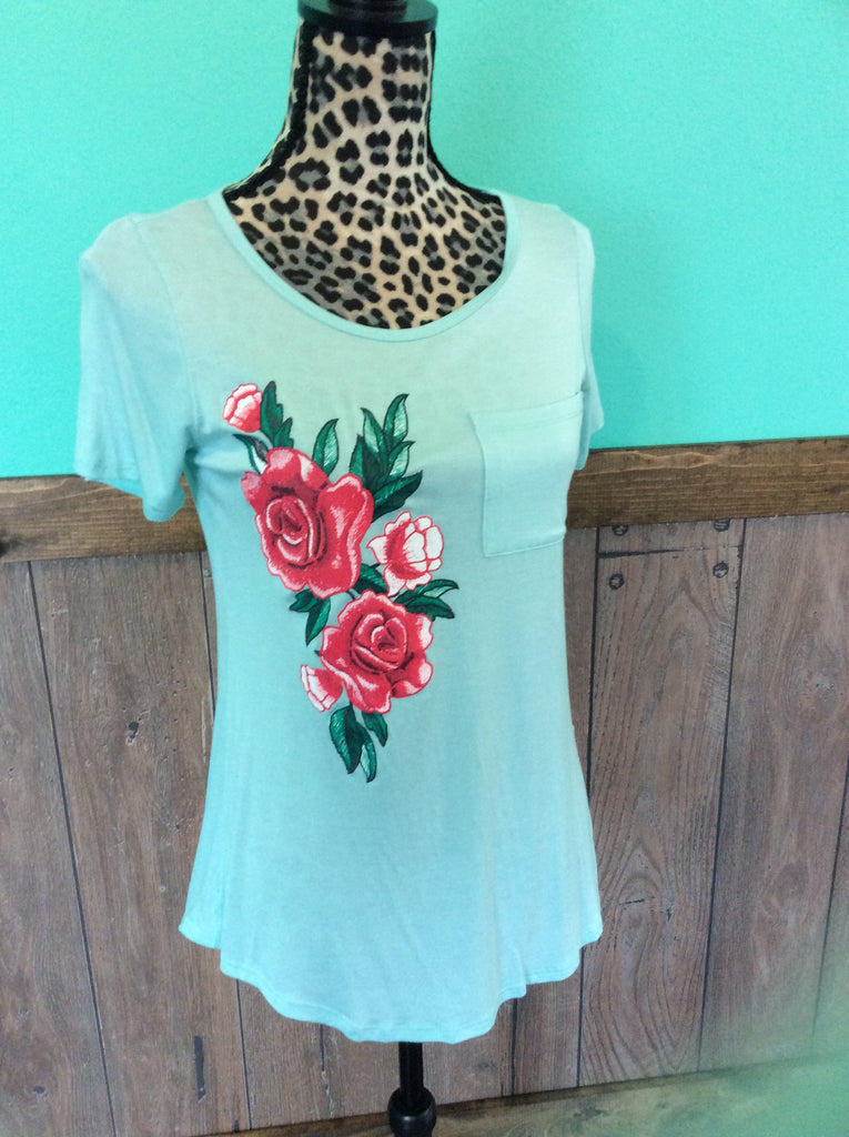 Mint floral print tshirt