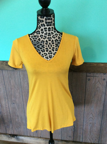 Mustard v neck top