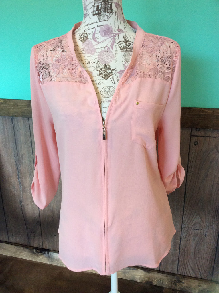 Blush zipper closure top