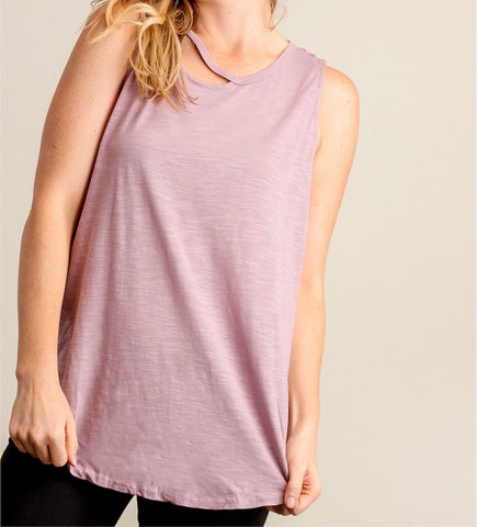 Mauve cutout neckline sleeveless top