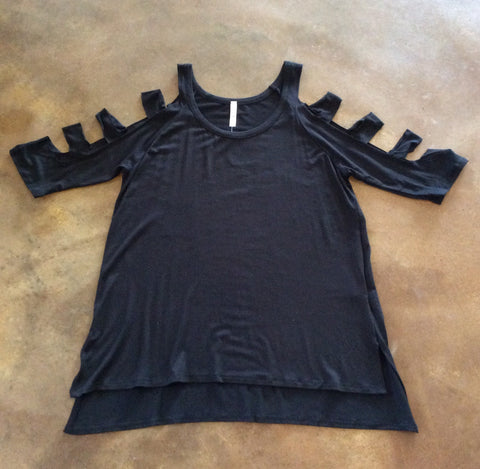 Black cut out sleeve top