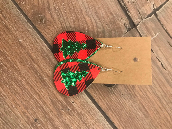 Leather Christmas earrings