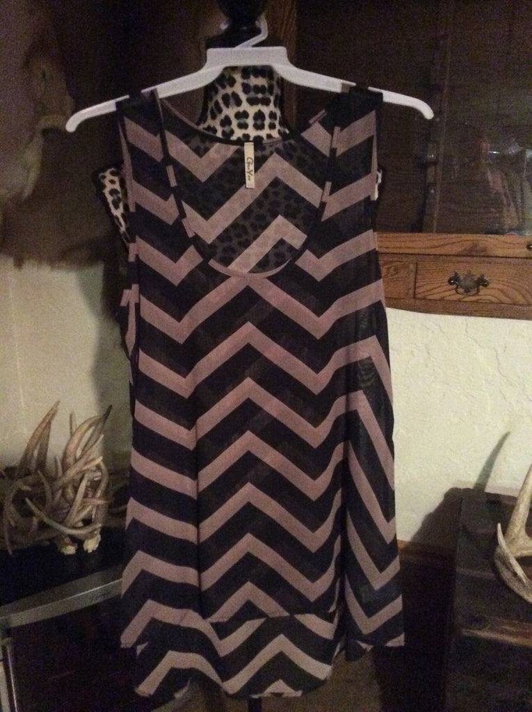 Chevron tank black/taupe