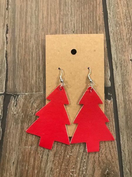 Leather Christmas earrings