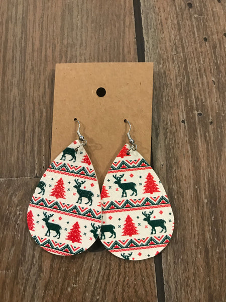 Leather Christmas earrings