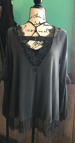 Black eyelash lace top