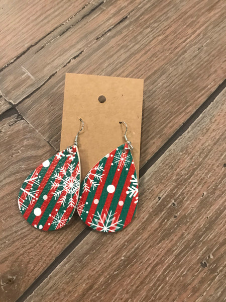 Leather Christmas earrings