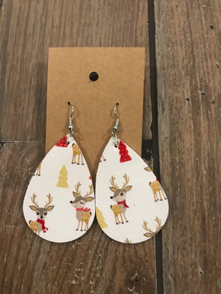 Leather Christmas earrings