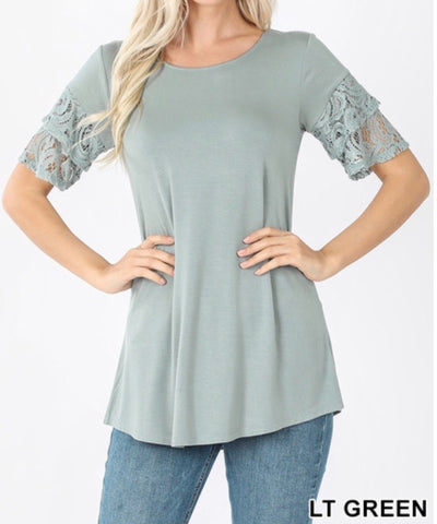 Plus lace ruffle sleeve top.