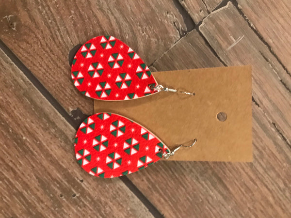 Leather Christmas earrings