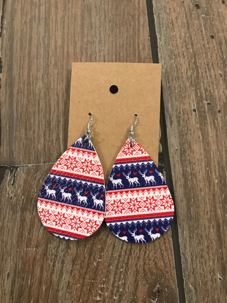 Leather Christmas earrings