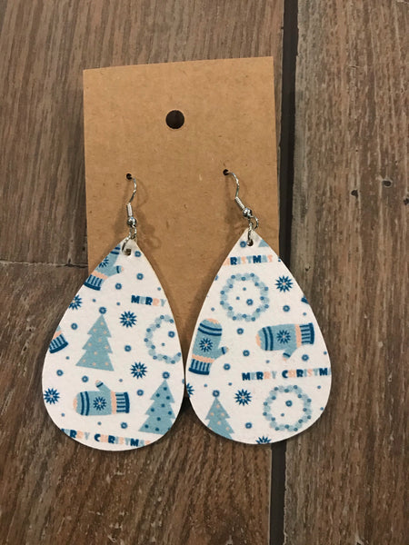 Leather Christmas earrings