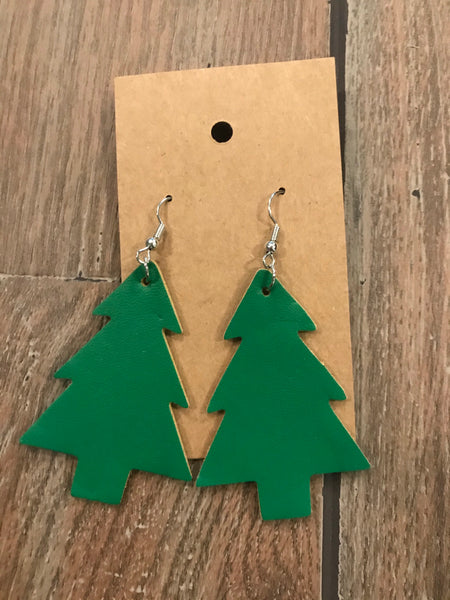 Leather Christmas earrings