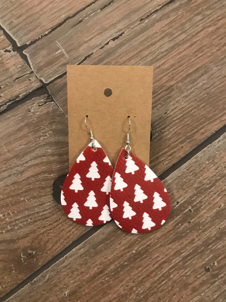 Leather Christmas earrings