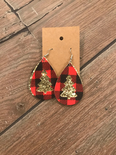 Leather Christmas earrings