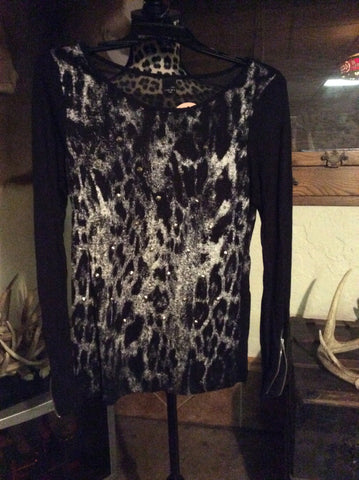 Tiger print cat back top black