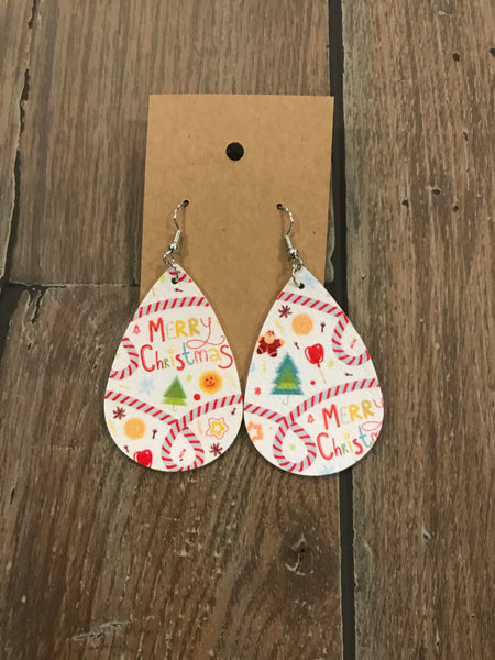 Leather Christmas earrings