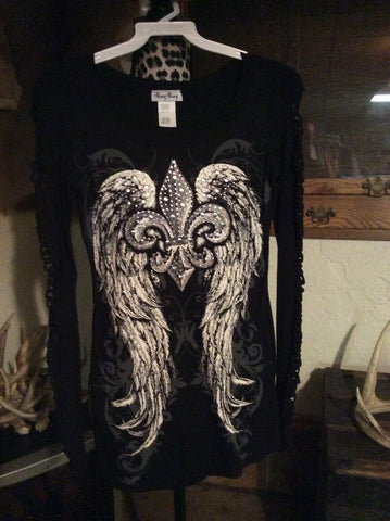 Wing long sleeve black top