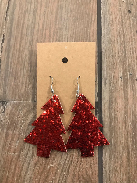 Leather Christmas earrings