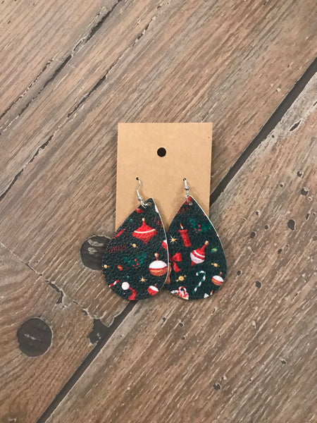 Leather Christmas earrings