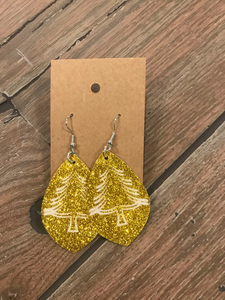 Leather Christmas earrings