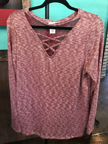 Plus size. Wine knit strappy front