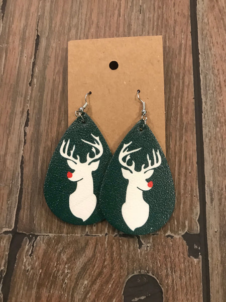 Leather Christmas earrings