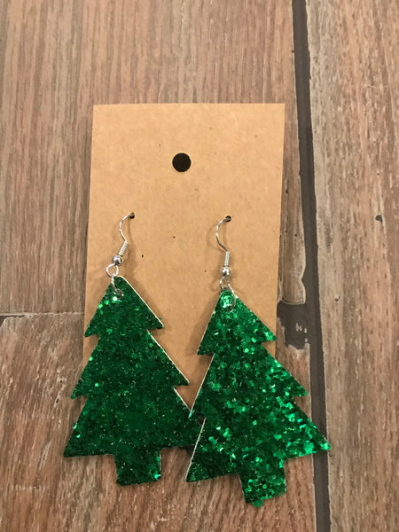 Leather Christmas earrings