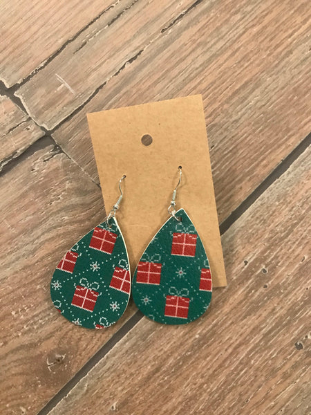 Leather Christmas earrings