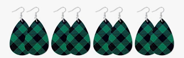 Buffalo plaid leather earrings