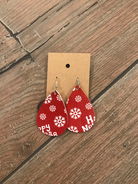 Leather Christmas earrings